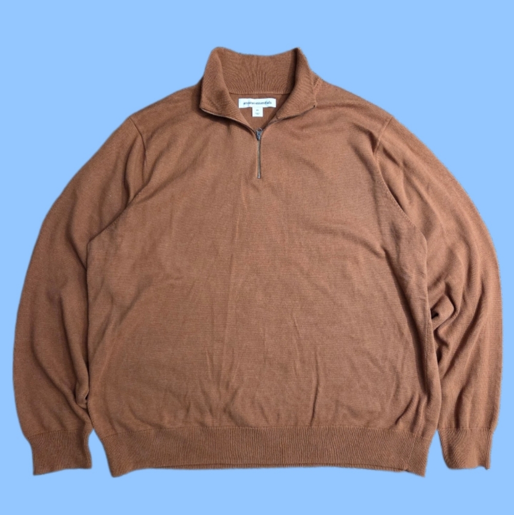 Quarter Zip Amazon Essentials Dark Camel Size XXL